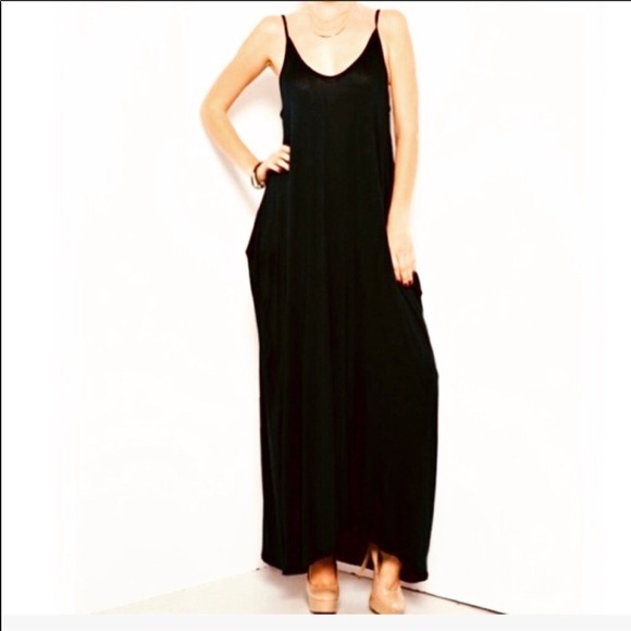✨LAST ONE ✨Black loose fit pocket tank maxi dress - Picture 6 of 7